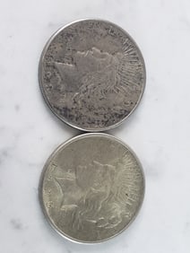 ESTATE FIND 2 PEACE SILVER DOLLARS