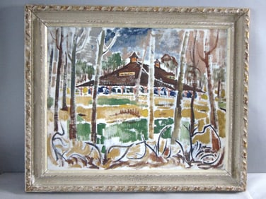 Vintage Estate Artist Signed Framed Tashmoo Park Painting