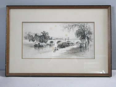 Vintage Artist Signed George Smillie Pont Marie Pairs Framed Art Print