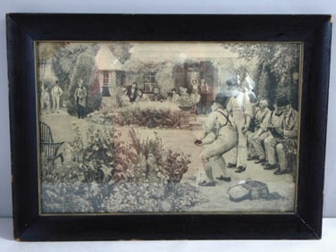 Vintage Estate 'A Game Of Bowls' Signed Framed Victorian Art Print