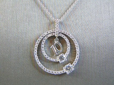 Womens Sterling Silver Necklace W/ CZ Pendant