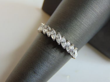 Womens Vintage Estate 14K White Gold CZ Ring