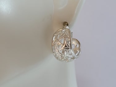 Womens Vintage Estate Sterling Silver Modernist Earrings