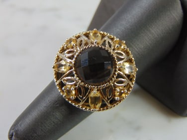 Women Sterling Silver Gold Tone Fashion Rhinestone Ring