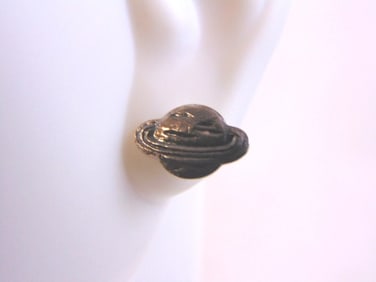 Womens Vintage Estate Sterling Silver Saturn Earrings