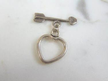 Vintage Estate Sterling Silver Heart Lapel T-Bar