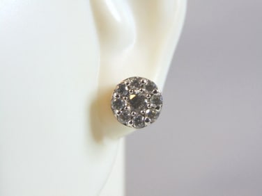 Womens Vintage Estate Sterling Silver CZ Earrings