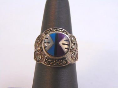 Womens Sterling Silver Southwestern Style Ring