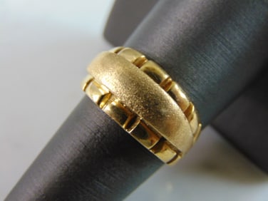 Womens Vintage Estate 18K Yellow Gold Modernist Ring