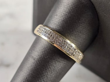 Mens Vintage Estate 10K Yellow Gold Diamond Ring