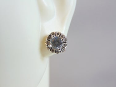 Womens Vintage Estate Sterling Silver CZ Earrings