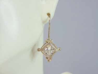 Womens Vintage Estate Sterling Silver CZ Earrings