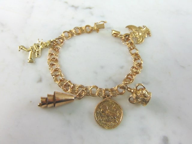 Womens Vintage Estate 14k Gold Charm Bracelet (1 of 6)