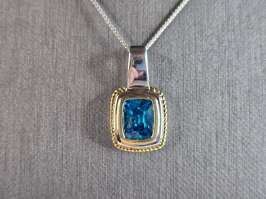 Womens Vintage Estate Sterling Silver Modernist Pendant Necklace