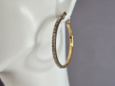 Womens Vintage Estate Sterling Silver Gold Tone Hoop Earrings