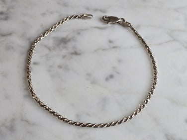 Womens Vintage Estate Sterling Silver Rope Bracelet