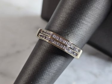 Mens Vintage Estate 14K White Gold Diamond Ring