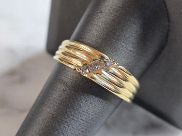 Mens Vintage Estate 14K Yellow Gold Diamond Ring