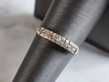 Womens Vintage Estate 14K White Gold Diamond Ring