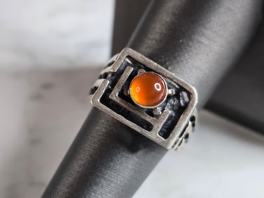 Womens Vintage Estate Sterling Silver Modernist Ring