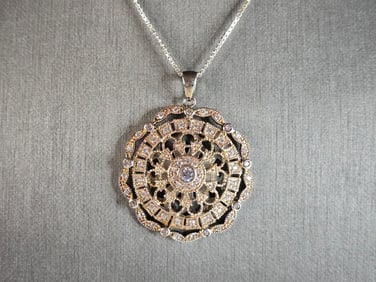 Womens Vintage Estate Sterling Silver Necklace W/ Modernist Pendant