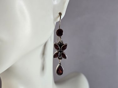 Womens Vintage Estate Sterling Silver Modernist Earrings