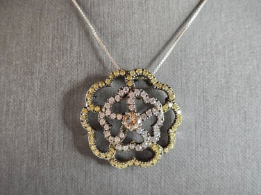 Womens Vintage Estate Sterling Silver Necklace W/ Modernist Pendant