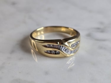 Mens Vintage Estate 14K Yellow Gold Diamond Ring