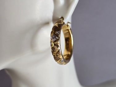 Womens Vintage Estate 14K Multi Tone Gold Italian Hoop Earrings