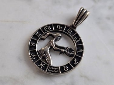 Womens Estate Sterling Silver Zodiac Virgo Pendant