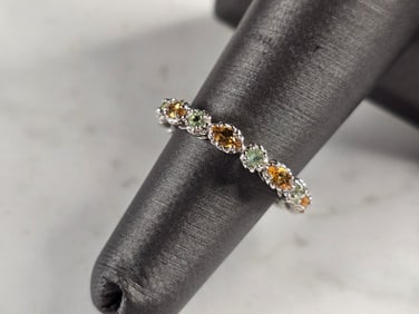 Womens Vintage Estate Sterling Silver Citrine Peridot Colored Ring