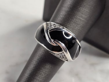 Womens Vintage Estate Sterling Silver Art Deco Style Ring