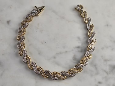 Womens Vintage Estate 14K Gold Diamond Tennis Bracelet
