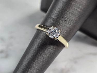 Womens Vintage 14k White Gold Diamond Tolkowsky Engagement Ring