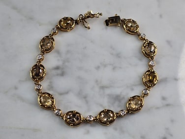Womens Vintage Estate Sterling Silver Gold Tone Bracelet