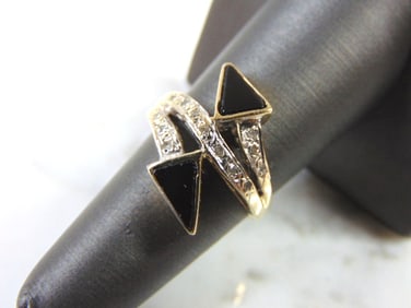 Womens Art Deco 14k Yellow Gold Diamond Ring