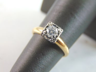 Womens Vintage Estate 14K Yellow Gold Diamond Ring