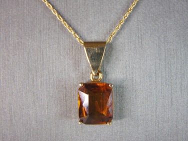 Women's Vintage Estate 14K Gold Citrine Pendant w/ Necklace