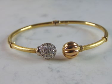 Womens Vintage Estate 18K Yellow Gold Cuff Bracelet
