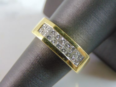 Mens Vintage Estate 18K Yellow Gold Diamond Ring