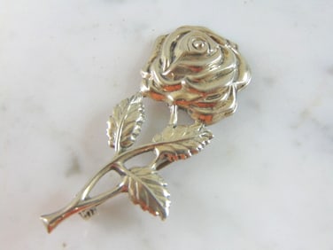 Womens Vintage Estate Lang Sterling Silver Rose Brooch