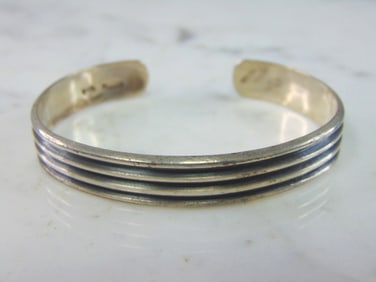 Womens Vintage Sterling Silver Modernist Cuff Bracelet