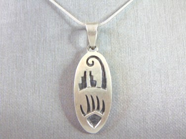 Sterling Silver Necklace W/ Southwestern Pendant