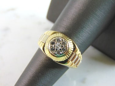 Womens Vintage Estate 14K Yellow Gold Diamond Ring