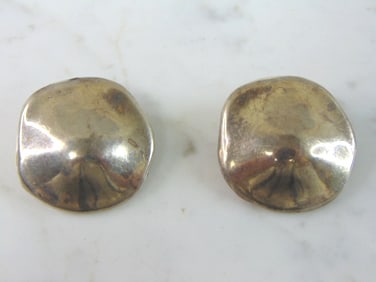 Womens Vintage Estate Sterling Silver Clip On Earrings