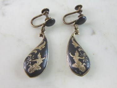 Pair of .925 Sterling Silver Siam Screw Back Earrings