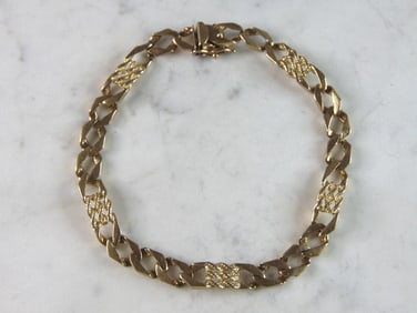 Mens Vintage Estate 14K Yellow Gold Chain Bracelet