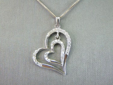 Womens Vintage Letter CZ Heart Pendant W/ Necklace