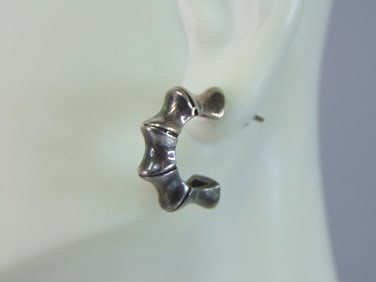 Womens Vintage Sterling Silver Modernist Earrings