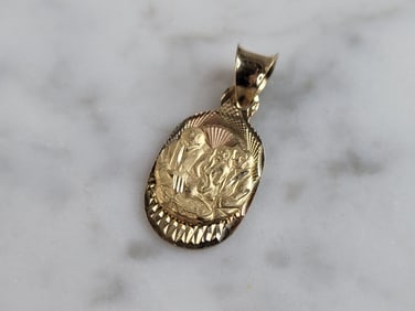 14K Yellow White & Rose Gold Religious Pendant